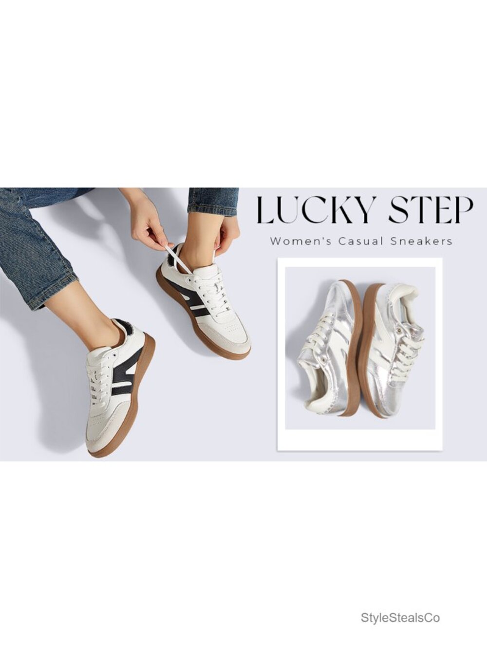 Genuine Leather Retro Fashion Sneakers Anti-Slip Gum Sole Women's Tennis Skate - Picture 6 of 6